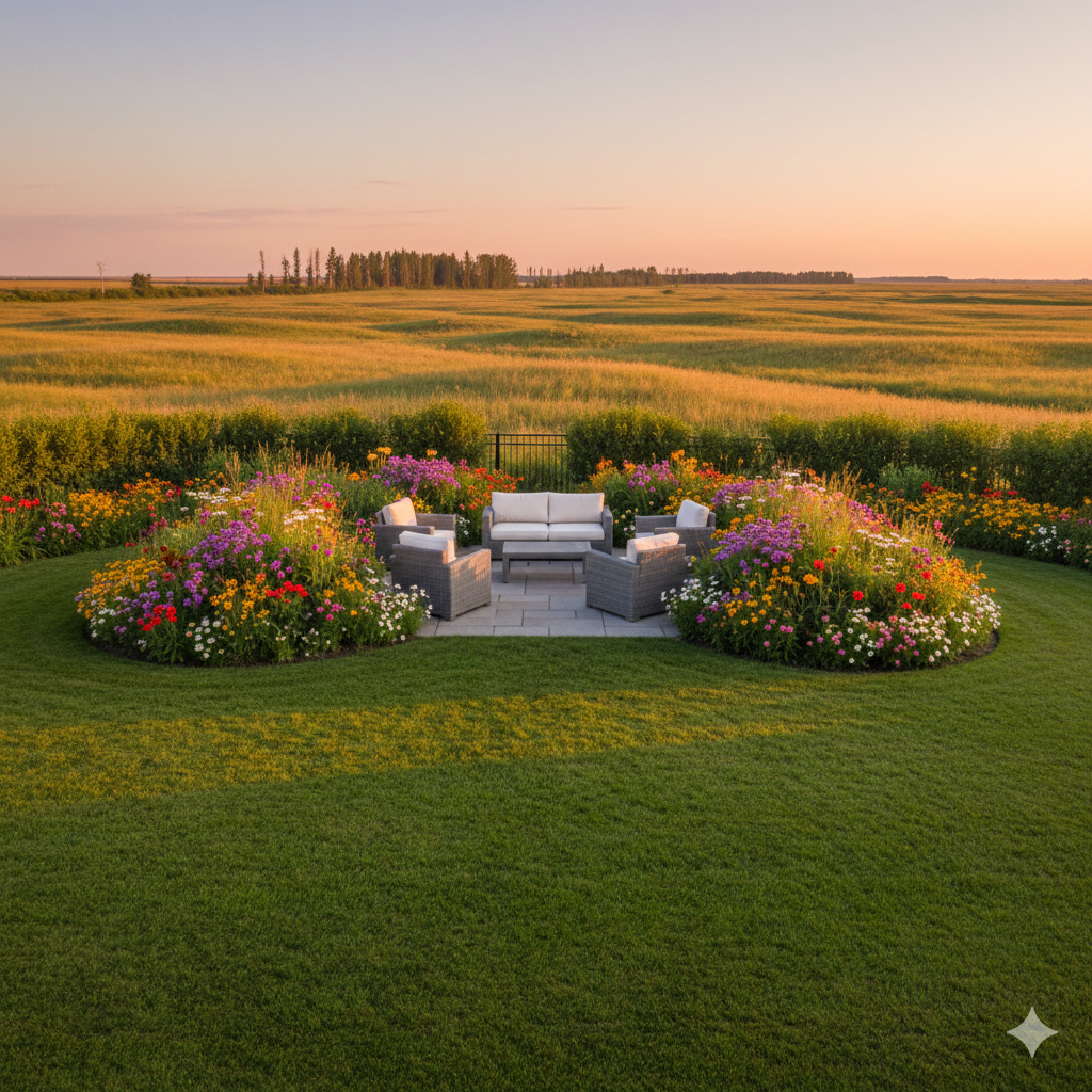 Beautiful landscaped backyard in Lloydminster